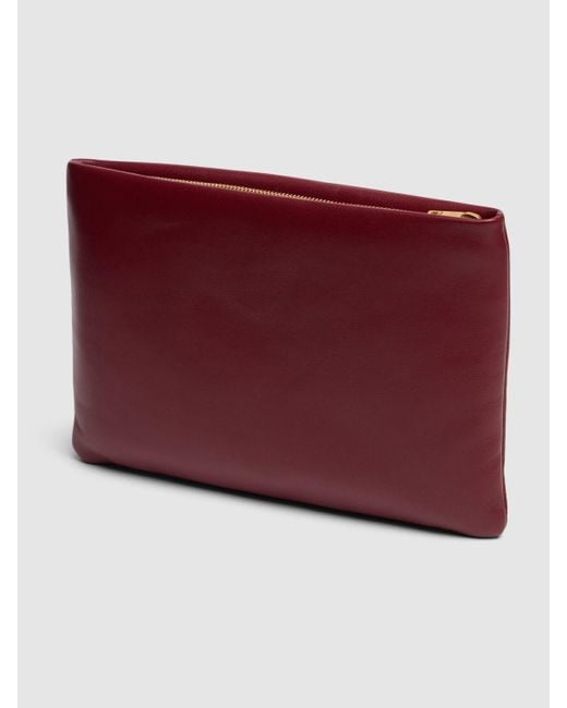 Saint Laurent Red Small Calypso Leather Pillow Pouch