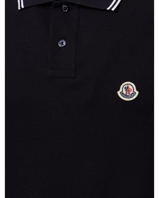 Polo in cotone con logo di Moncler in Black da Uomo