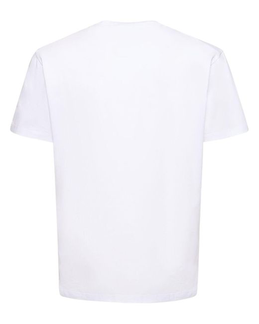 Camiseta de jersey de algodón estampada DSquared² de hombre de color White