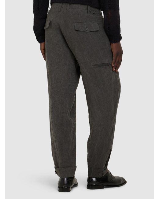 Yohji Yamamoto Gray Slim Fit Linen Pants for men