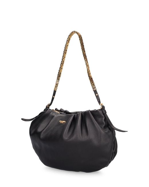 Moschino Black Logo Napa Leather Shoulder Bag