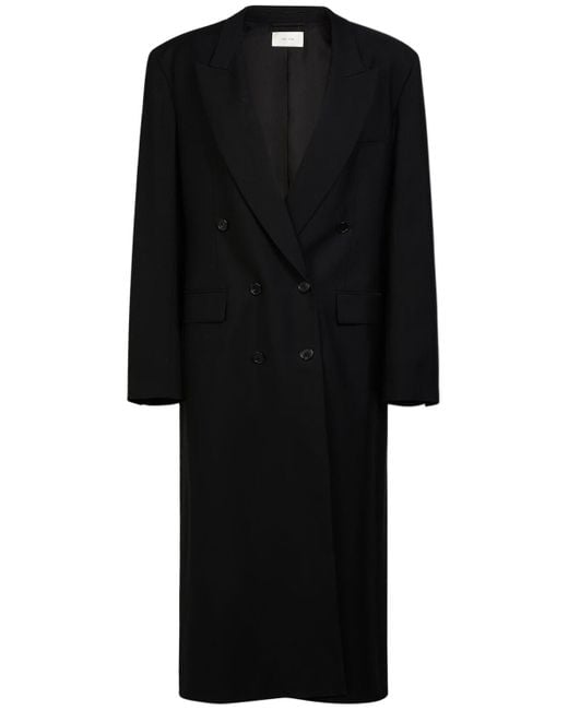 The Row Black Dennet Wool Long Coat