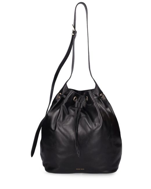 Anine Bing Black Alana Leather Bucket Bag