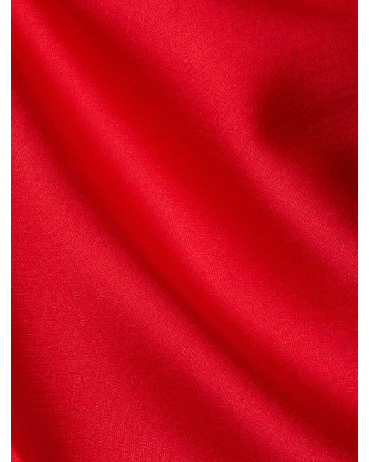 Acne Red Draped Silk Asymmetric Midi Skirt