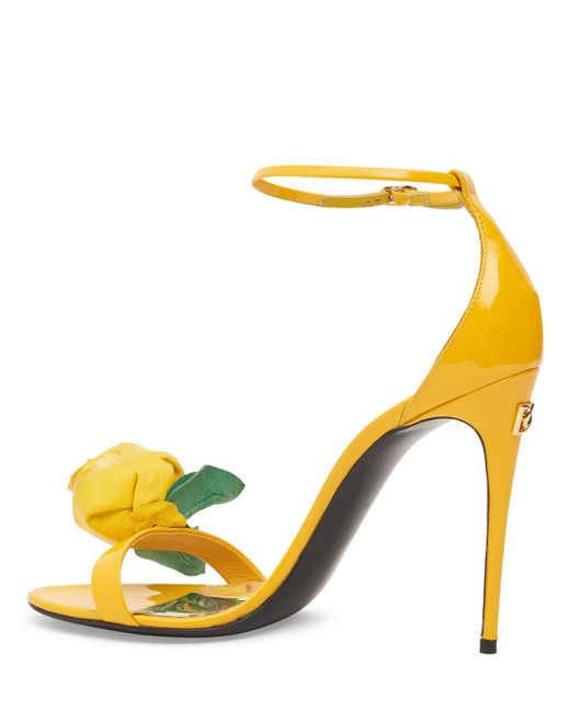 Dolce & Gabbana Metallic 105Mm Keira Patent Leather Sandals