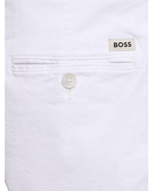 Shorts de algodón stretch Boss de hombre de color White