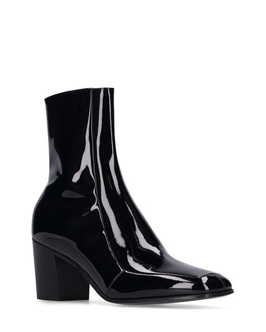 Saint Laurent 75mm Beau Zipup Patent Leather Boots in Black for Men Lyst