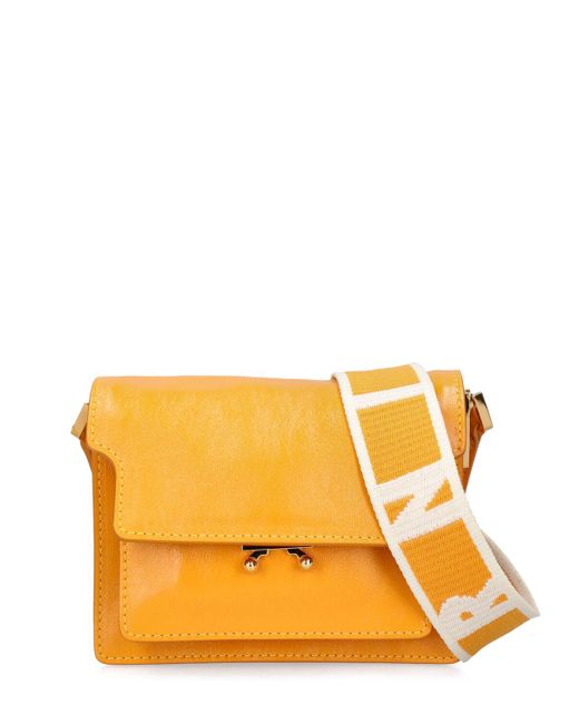 Marni Orange Mini Schultertasche Aus Weichem Leder "trunk"