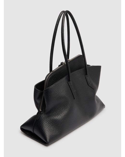 The Attico Black La passeggiata Grained Leather Tote Bag