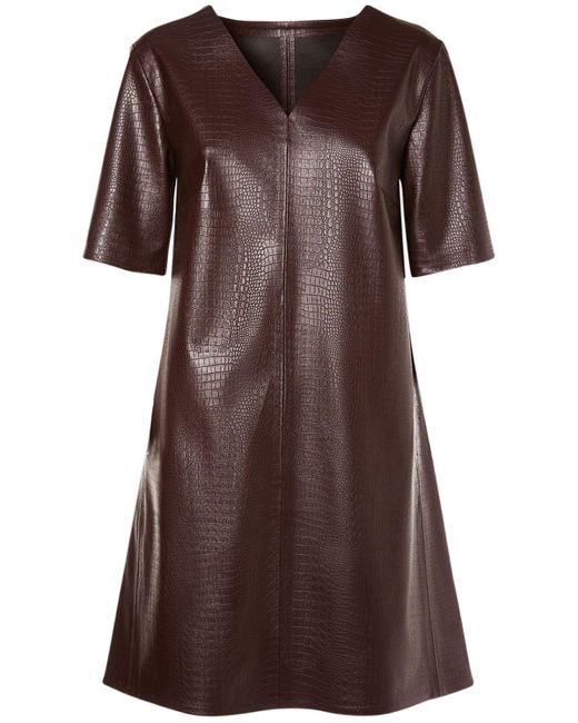 Max Mara Brown Eliot Embossed Faux Leather Mini Dress