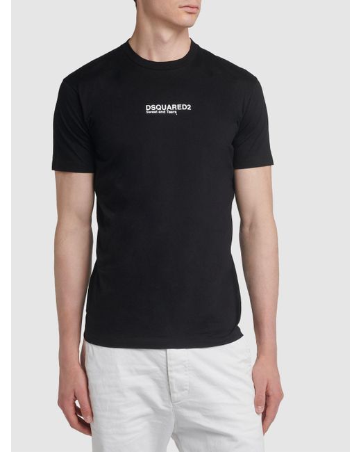 DSquared² Black Logo Printed Cotton Jersey T-Shirt for men