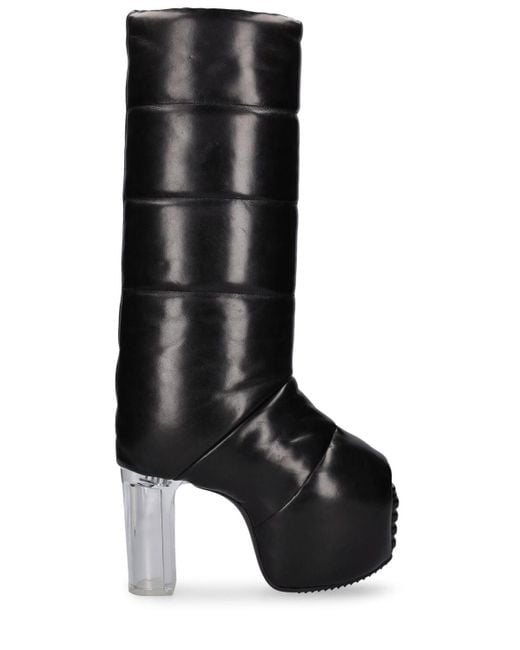 Rick Owens Black 90Mm Padded Tall Leather Boots