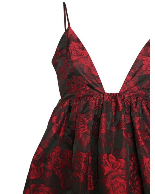 Ganni Red Botanical Jacquard Long Dress
