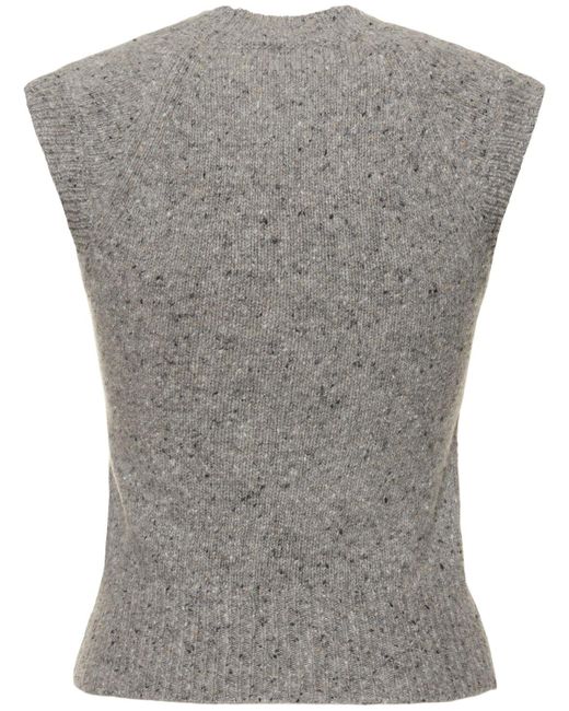 AMI Gray Ami Sleeveless Wool Blend Vest