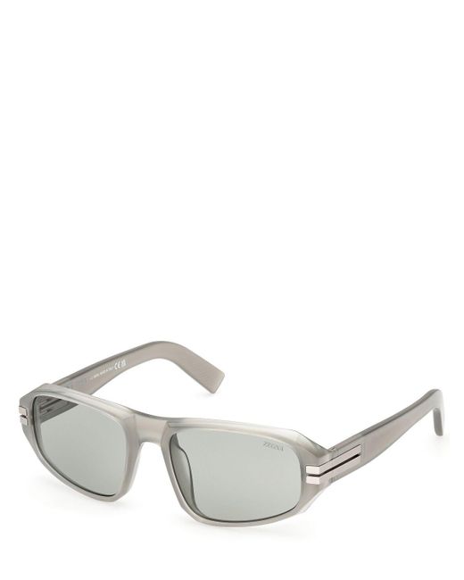 Zegna Eckige Sonnenbrille Mit Kristallen in Gray für Herren