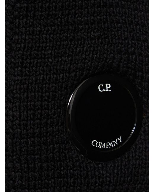 C P Company Black Compact Cotton Knit Sweater for men
