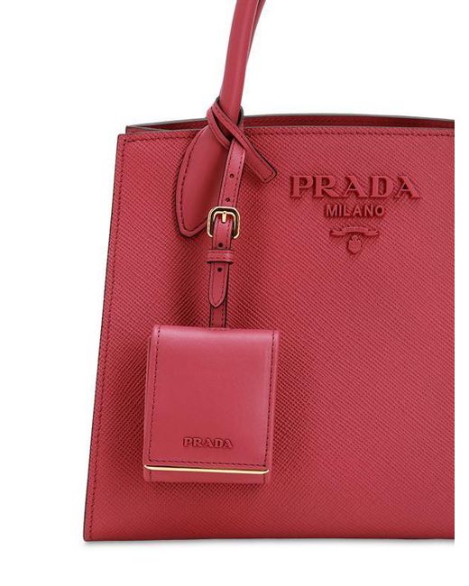 Red Saffiano Leather Monochrome Bag Small