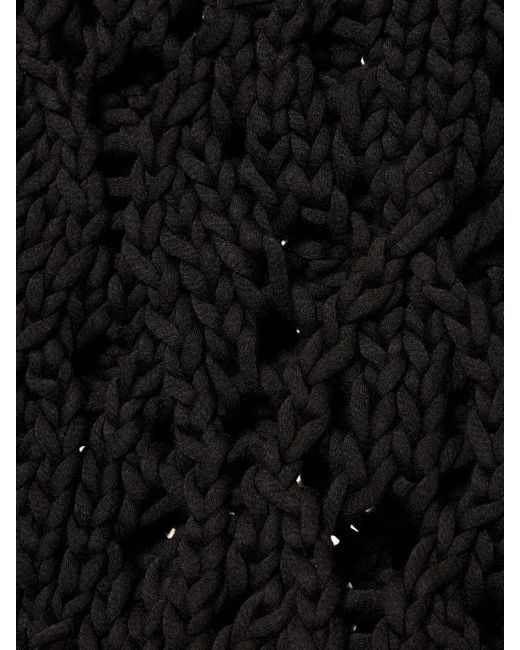 Brunello Cucinelli Black Open Knit Short Sleeve Sweater