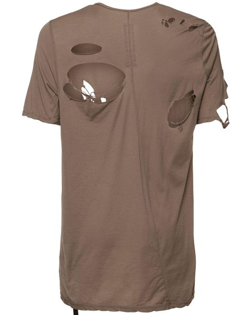 メンズ Rick Owens Level T ダメージ加工tシャツ Brown