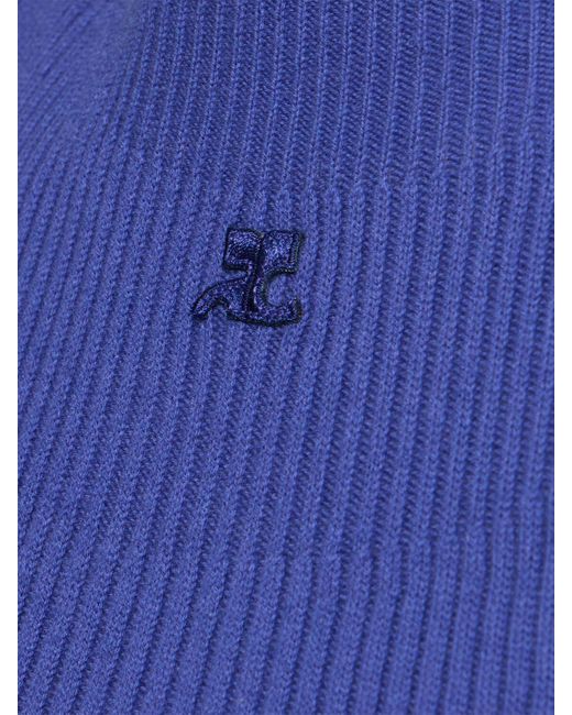 Courreges Blue Damen Leichtes, Geripptes Baumwolloberteil