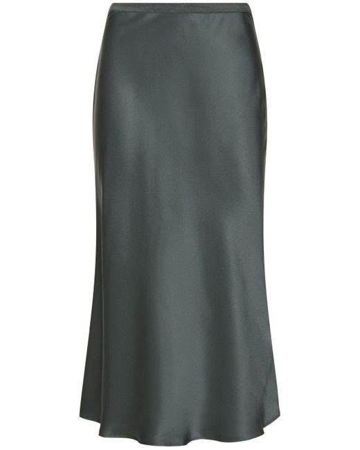 Anine Bing Gray Bar Silk Midi Skirt