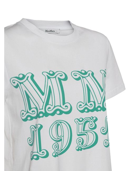 Max Mara Mincio Logo Printed Jersey T-shirt in Blue | Lyst