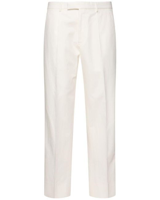 Homme Pantalon En Coton Et Lin Zegna pour homme en coloris White