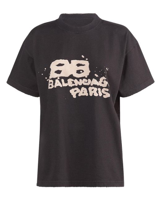 Balenciaga Black Medium Fit Cotton T-shirt