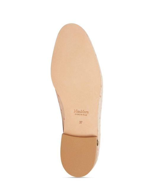 Max Mara Natural 10Mm Ostrich Print Leather Loafers