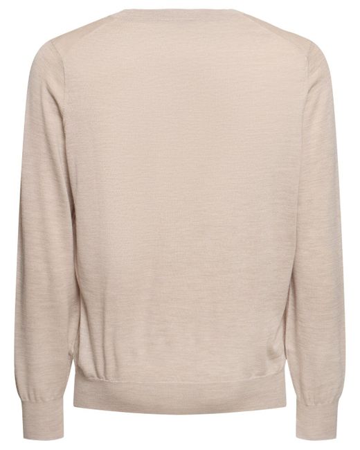 Pull-over en laine et cachemire à col ras-du-cou Brunello Cucinelli pour homme en coloris Natural