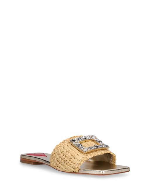 Sandali in rafia con fibbia di strass 10mm di Roger Vivier in Natural