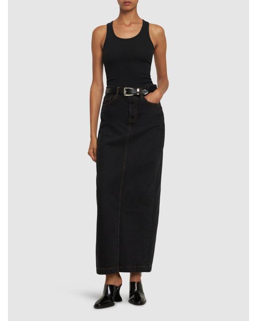 Falda de algodón denim Wardrobe NYC de color Black