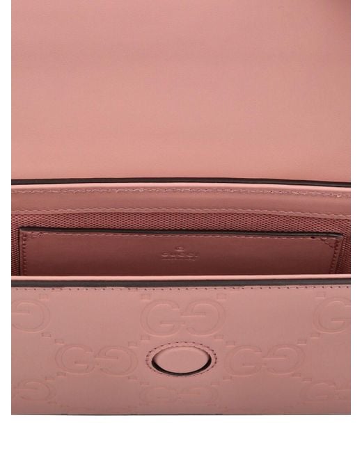 Gucci Pink Super Mini Schultertasche Aus Leder "gg"