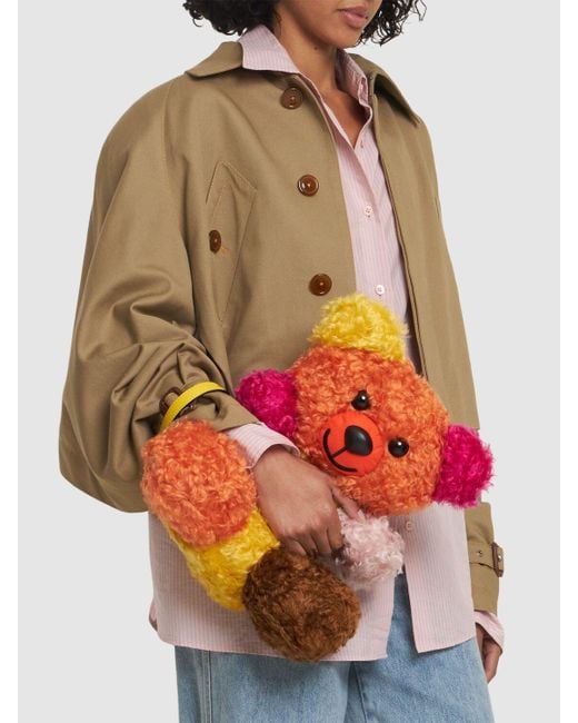 Moschino Orange Teddy Item Bag Mohair Backpack