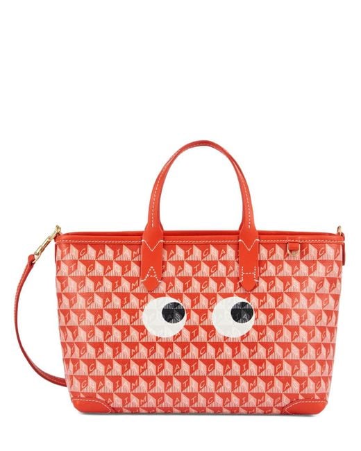 Anya Hindmarch Red Xs Eyes I Am A Plastic Tote Bag