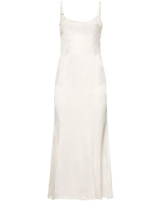 The Attico White Jacquard Satin Sleeveless Midi Dress