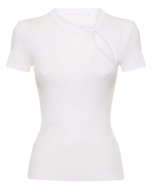 T-shirt en jersey de coton ajouré Helmut Lang en coloris White