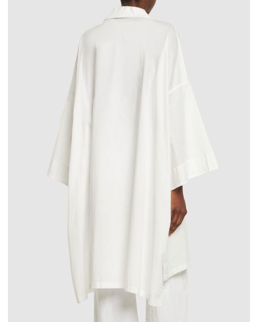Yohji Yamamoto White Oversize Cotton Twill Long Shirt