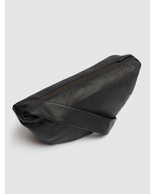 St. Agni Black Small Crescent Leather Shoulder Bag