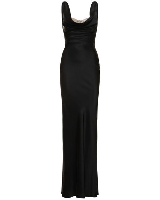 GIUSEPPE DI MORABITO Black Satin Long Dress