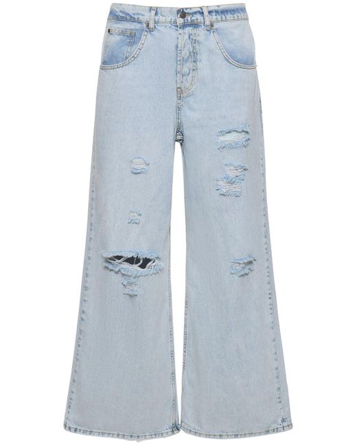 Jaded London Blue Colossus Busted Bleach Wash Flared Jeans for men