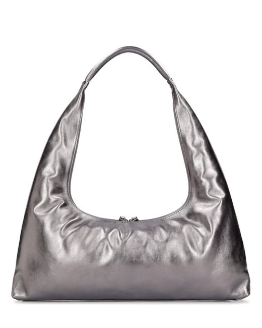 MARGE SHERWOOD Gray Large Hobo Plain Leather Shoulder Bag