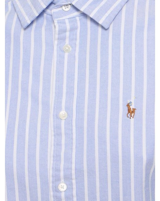 Polo Ralph Lauren Blue Gestreiftes Baumwollpopeline-hemd "heidi"