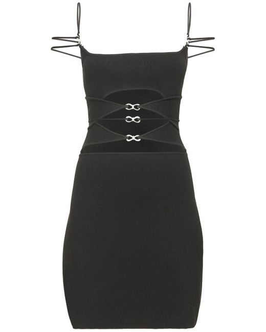 Mach & Mach Matilde Embellished Cutout Mini Dress in Black | Lyst