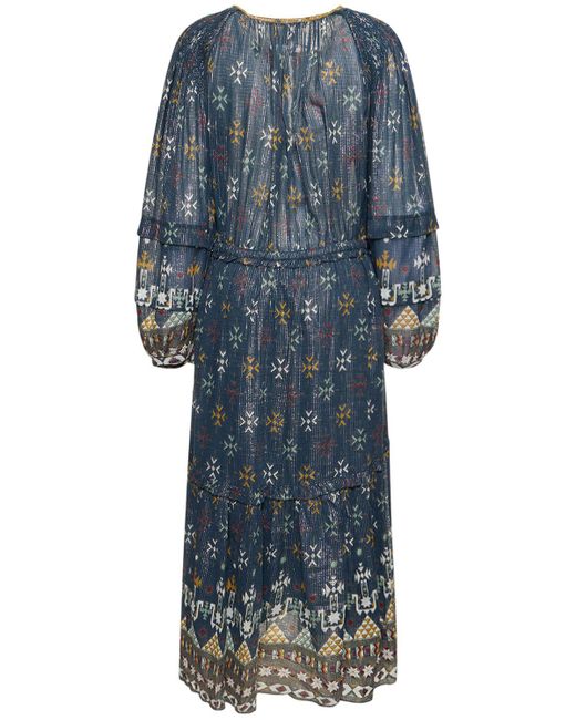 Isabel Marant Blue Fratela Floral Long Sleeve Midi Dress