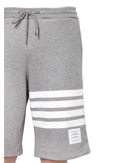 Thom Browne Cotton Bermuda With Striped Detail in Grey (Gray) for Men ...
