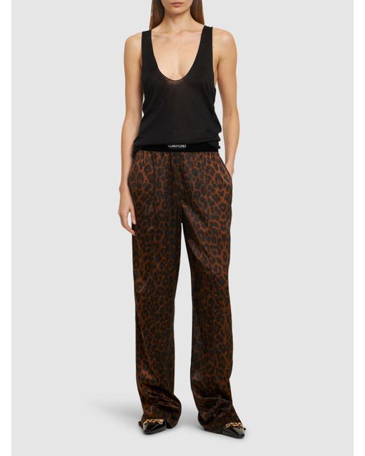 Pantalon de pyjama en satin de soie Tom Ford en coloris Brown