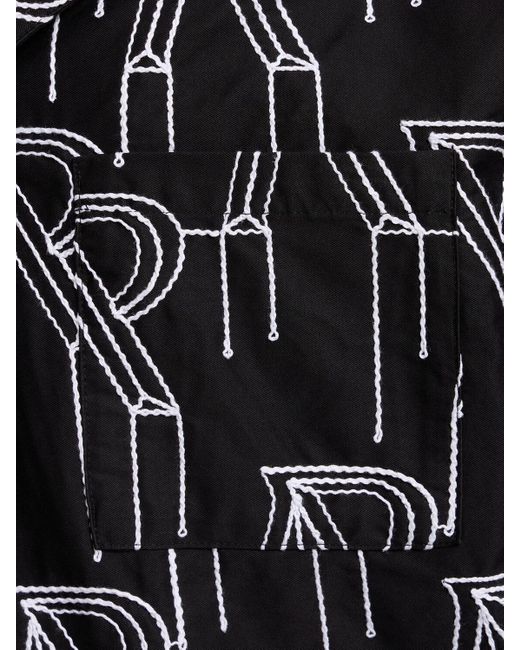 Represent Black Initial Embroidered Cotton Overshirt for men