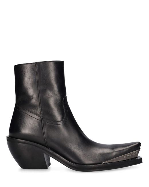 Acne Black 70mm Leather Ankle Boots