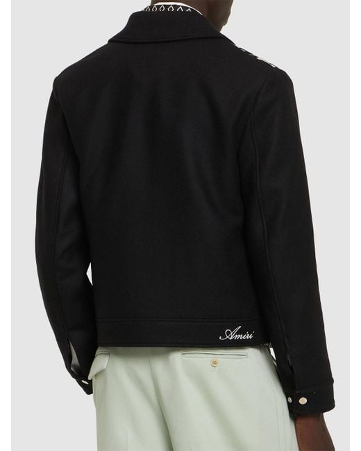 Amiri Black Embroidered Wool-blend Jacket for men